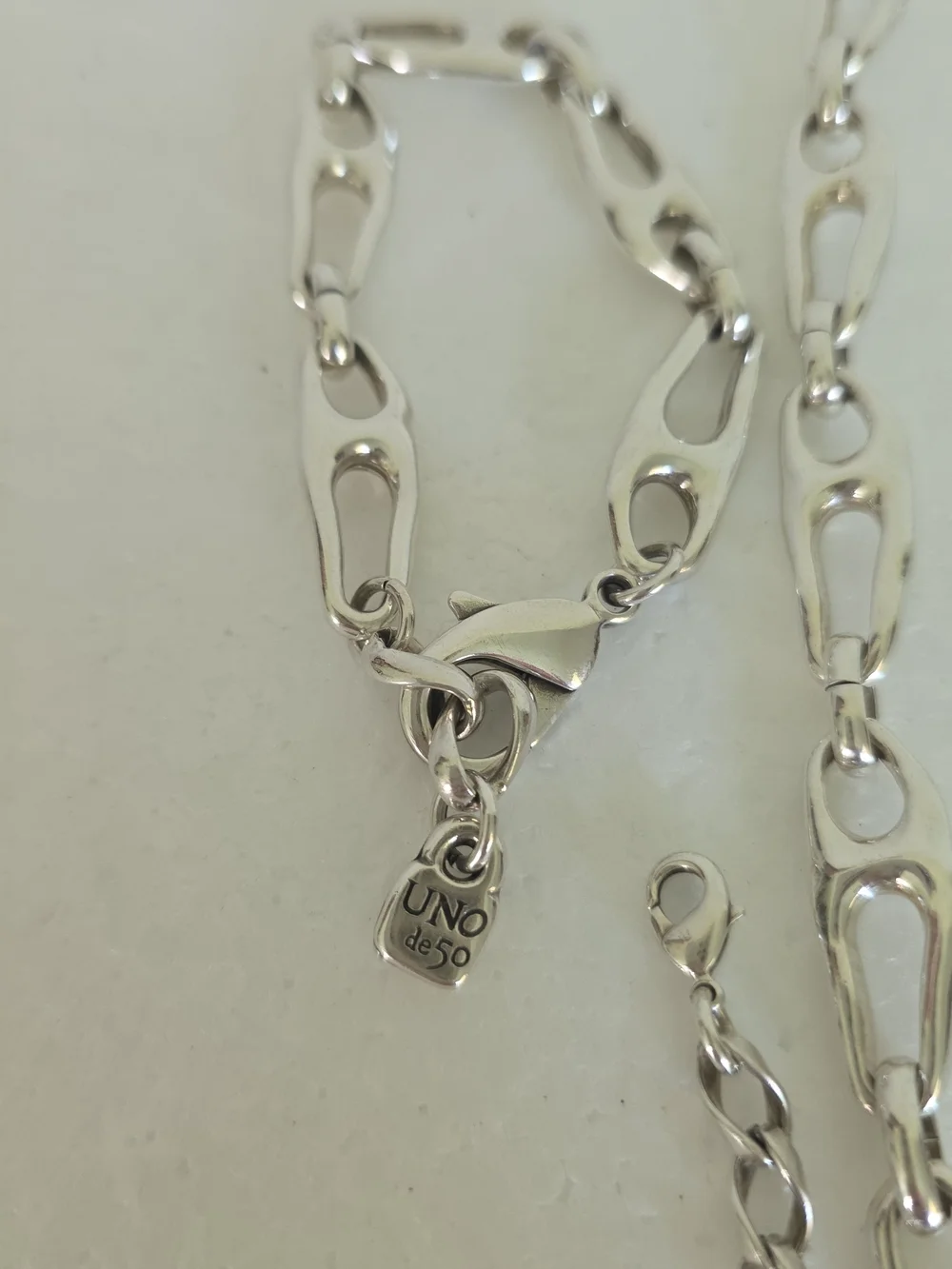 UNO de 50 Silver Tone Link Necklace and Bracelet Set - Silver